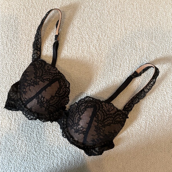 Aubade Paris Danse des Sens Lace Push-Up Bra – Black / Nude – 32B (FR 85B) - Picture 2 of 10